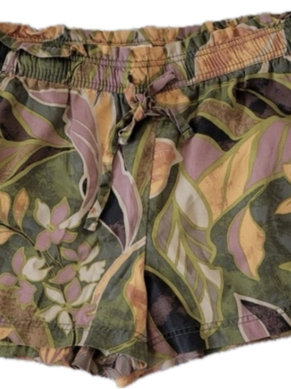 NWT! Cynthia Rowley 100% Lyocell Floral Shorts in Olive, Pink & Mustard - Picture 11 of 11